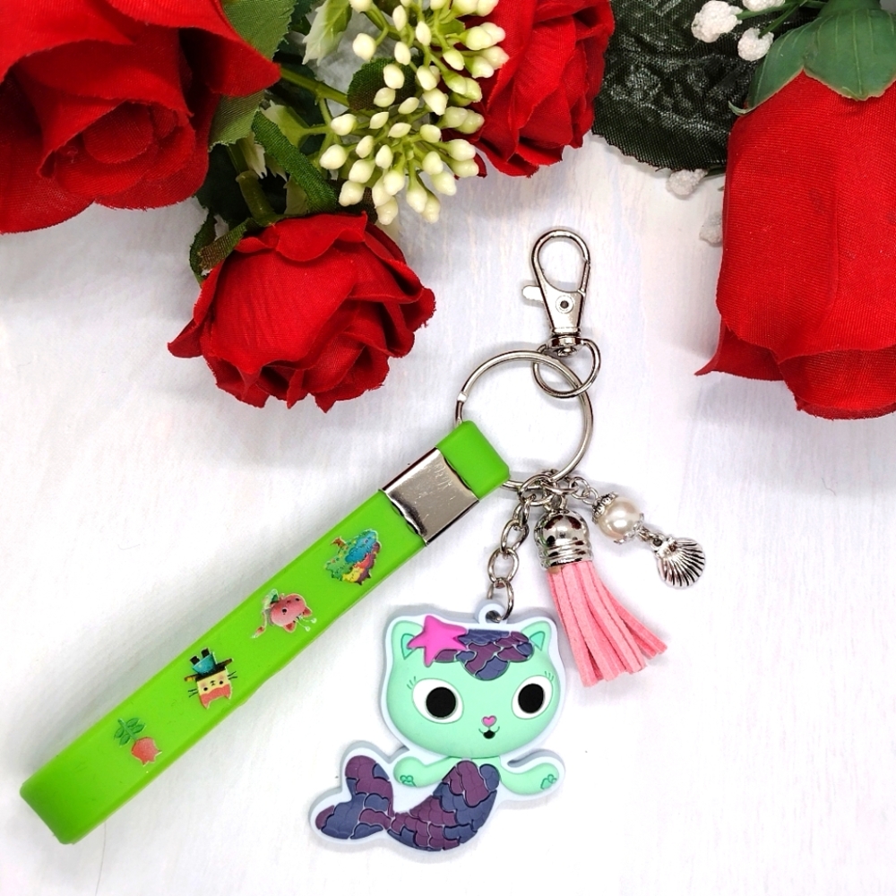 ⭐ Grabby's Dollhouse "MERCAT" Keychain with Wristlet & lobster claw clasp